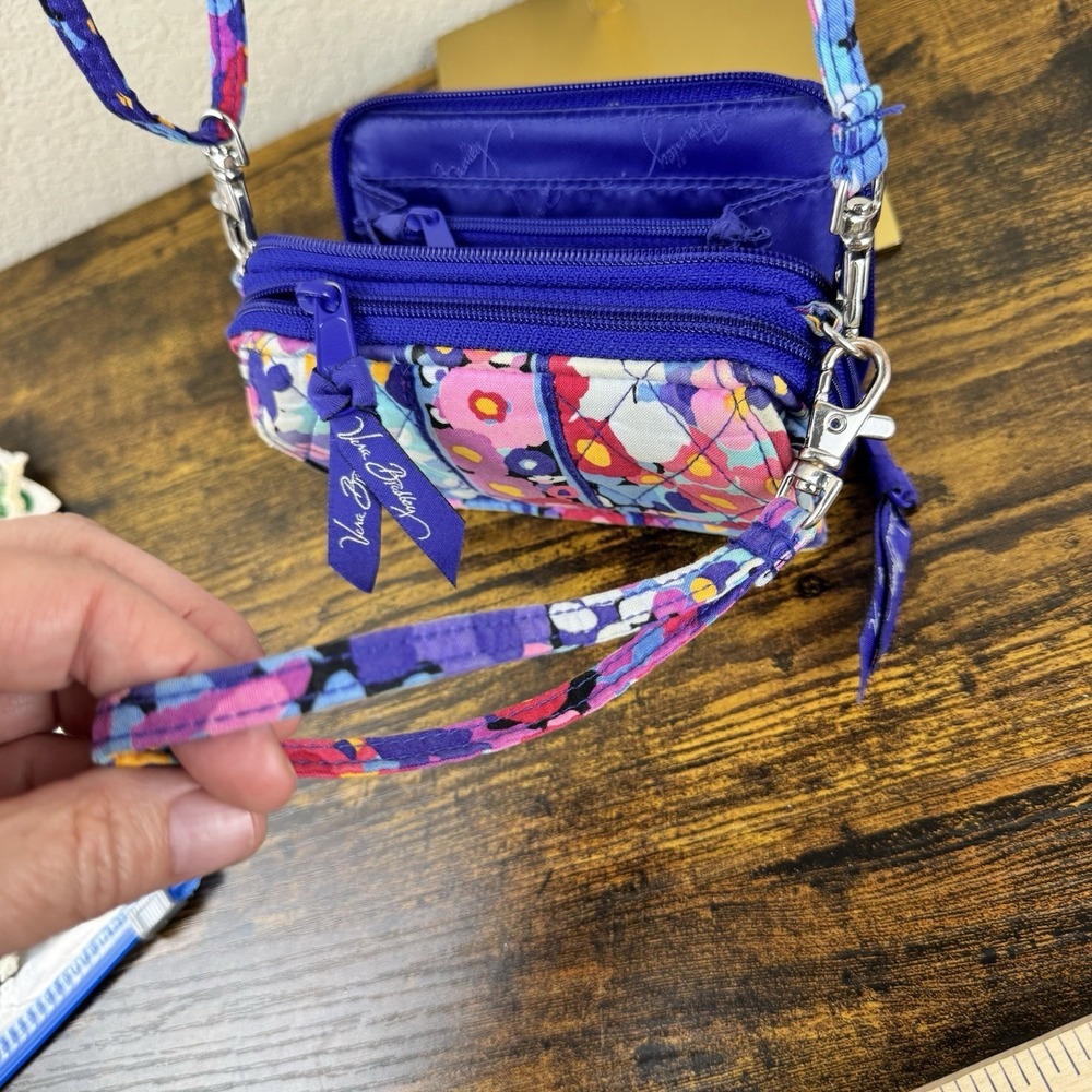 Vera Bradley Wallet Crossbody Set‎ Women Floral Quilted Zip Around Purple x2 - Picture 9 of 16